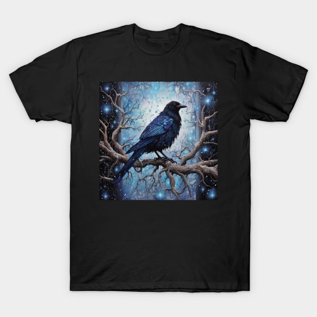 Raven In Winter T-Shirt by Enchanted Reverie